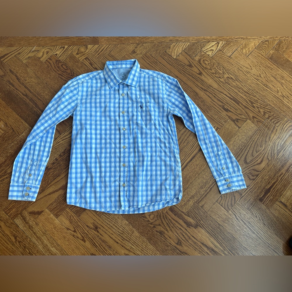 Rose Pistol Boys Oxford Long Sleeve Botton Down Shirt Size Large Blue